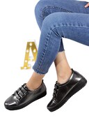 کفش های تخت و بدون لغزش ارتوپدی راحت روزانه سنگ پوست پلاتینیوم زنانه-thumb