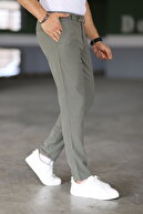 شلوار مردانه رنگ سبز زیتونی منعطف پارچه لایکرا تا مچ پا-thumb