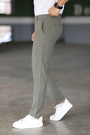 شلوار مردانه رنگ سبز زیتونی منعطف پارچه لایکرا تا مچ پا-thumb