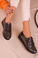 کفش های تخت و بدون لغزش ارتوپدی راحت روزانه سنگ پوست پلاتینیوم زنانه-thumb