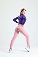 شلوار ساق زنانه باسن صورتی جمع شده و اکسترا پوش آپ بدون درز-thumb