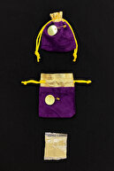 کیسه مخملی طلا بنفش 25 عددی با عروسی، نامزدی، ازدواج، حنا، ختنه، تولد، وعده، حنا-thumb