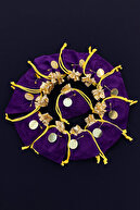 کیسه مخملی طلا بنفش 25 عددی با عروسی، نامزدی، ازدواج، حنا، ختنه، تولد، وعده، حنا-thumb