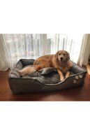 Patili Evler Antrasit Kemik Yastıklı Büyük Boy Köpek Yatağı 80x110 cm. - Xxl- Kemik Yastıklı