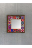 Oscar Stone Decor Masif Çerçeveli Mozaik Taş Ayna 33cm X 33cm (suzani-etnik Desen Koleksiyonu)