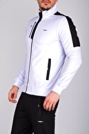 ست لباس ورزشی مردانه یقه پایه سفید فصلی زیپ پارچه ای دو نخی پارچه ای زیپ دار-thumb