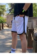 ورزش بسکتبال مردان سیاه و سفید شلوارک راه راه تناسب اندام ورزش دویدن برمودا-thumb