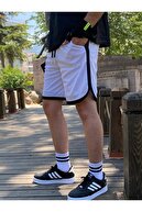 ورزش بسکتبال مردان سیاه و سفید شلوارک راه راه تناسب اندام ورزش دویدن برمودا-thumb