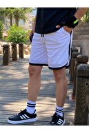 ورزش بسکتبال مردان سیاه و سفید شلوارک راه راه تناسب اندام ورزش دویدن برمودا-thumb