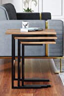 میز قهوه تودرتو 3 نفره Zg3 با پایه های فلزی - گردو-thumb