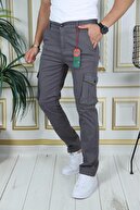 شلوار باربری لیکرا خاکستری مردانه انعطاف پذیر گاباردین/بوم Bellows موبایل کماندو موبایل موبایل شلوار شیک-thumb