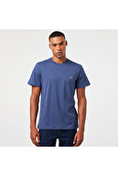 تی شرت مردانه معمولی فیت یقه گرد آبی سرمه ای-thumb