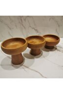 3 مجموعه Lü 9 سانتی متر ارائه چوبی کوکی ارائه قهوه دکوراسیون شمع آبی-thumb