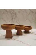 3 مجموعه Lü 9 سانتی متر ارائه چوبی کوکی ارائه قهوه دکوراسیون شمع آبی-thumb