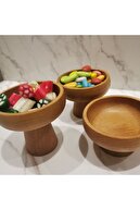 3 مجموعه Lü 9 سانتی متر ارائه چوبی کوکی ارائه قهوه دکوراسیون شمع آبی-thumb