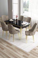 Table Black Marble Pattern Chair Cappuccino