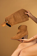 چکمه و چکمه وسترن کابوی فصل جدید زنانه قهوه ای مایل به زرد با 2 کاربرد متفاوت-thumb