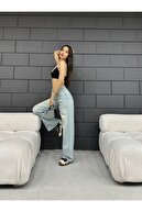 جین گشاد با برش گشاد زنانه با افکت راسته-thumb