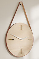 ساعت دیواری چوبی با چوب لباسی تزئینی چرمی-thumb