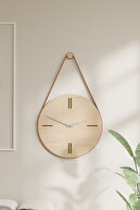 ساعت دیواری چوبی با چوب لباسی تزئینی چرمی-thumb