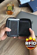 La'graccio Paris Lancoves Zippered Men's Zippred Leather Leather Cooled Wallet Clack-thumb