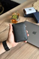 La'graccio Paris Lancoves Zippered Men's Zippred Leather Leather Cooled Wallet Clack-thumb