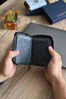 La'graccio Paris Lancoves Zippered Men's Zippred Leather Leather Cooled Wallet Clack-thumb