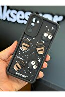 قاب محافظ گلکسی S20 Fe با طرح محافظ دوربین طرحدار قهوه کوکی پوشش سیلیکونی نرم مشکی-thumb