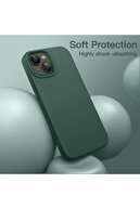 قاب آیفون 13 - 14 - 15 داخل مخملی لانچ پاک‌شدنی و رنگارنگ جلد سبز سیلیکونی نرم-thumb