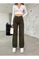 شلوار گشاد خاکی زنانه Palazzo فاق بلند-thumb