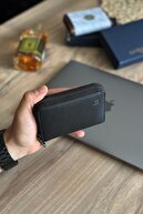 La'graccio Paris Lancoves Zippered Men's Zippred Leather Leather Cooled Wallet Clack-thumb