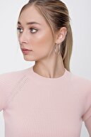 ژاکت بافتنی زیبا پودری زنانه یقه گرد 22wk201-thumb