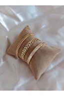 ست دستبند ترکیبی روکش طلایی رنگ طلایی زنانه-thumb