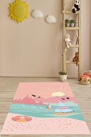 فرش قایق بادبانی صورتی Sunset Bird Sunny Nature قابل شستشو پایه ضد لغزش ضد لکه فرش اتاق کودک-thumb