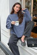 Indigo یقه گرد اورسایز Knitwear Sweater MG1972-thumb