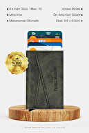 جا کارت اعتباری هوشمند جعبه ای نازک یونیسکس مکانیزم چرم چند محفظه ای مدل X-thumb