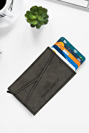 جا کارت اعتباری هوشمند جعبه ای نازک یونیسکس مکانیزم چرم چند محفظه ای مدل X-thumb