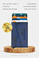 جا کارت اعتباری هوشمند جعبه ای نازک یونیسکس مکانیزم چرم چند محفظه ای مدل X-thumb