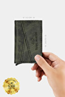 جا کارت اعتباری هوشمند جعبه ای نازک یونیسکس مکانیزم چرم چند محفظه ای مدل X-thumb