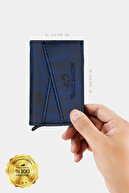 جا کارت اعتباری هوشمند جعبه ای نازک یونیسکس مکانیزم چرم چند محفظه ای مدل X-thumb