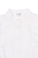 TRENDYOLKIDS Beyaz Önü Fırfırlı Kız Çocuk Dokuma Gömlek TKDAW22GO0229