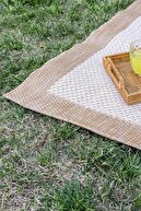 فرسکو نخودی فرش حاشیه دار طبیعی اسکاندیناویایی قابل شستشو گلیم بالکن تراس فرش راهرو 23745a-thumb