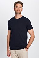 تی شرت یونیسکس اسلیم فیت با برش باریک 100% پنبه ای با بافت نرم آبی سرمه ای-thumb