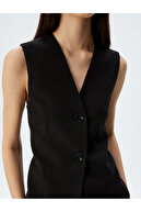 دکمه Slim Fit V -neck Vest جلیقه بلند-thumb