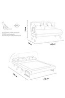 مبل تخت خواب شو کتان دو نفره ساندو خاکستری تیره-thumb