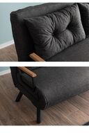 مبل تخت خواب شو کتان دو نفره ساندو خاکستری تیره-thumb