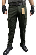 شلوار باربری مردانه تاکتیکی پارچه نخی گاباردین لایکرای خاکی تیره-thumb