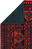 فرش قرمز خصوصی فرش شنل بافته شده با طرح قومی افغانستان فرش اتاق نشیمن اصیل قابل شستشو-thumb