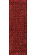 فرش قرمز خصوصی فرش شنل بافته شده با طرح قومی افغانستان فرش اتاق نشیمن اصیل قابل شستشو-thumb