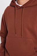 یونیسکس اورسایز یونیسکس بافت نرم نخی با بافت نرم با کلاه بردار قهوه ای با داخل پشمی-thumb